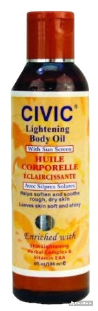 Civic Sun Screen Lightening Body Oil 6oz / 180ml