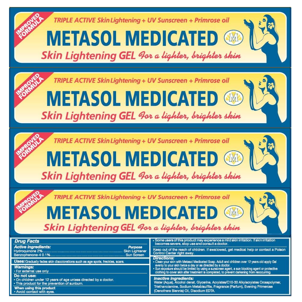 Metasol Medicated Skin Lightening Tube Gel 1.76 oz / 50 g