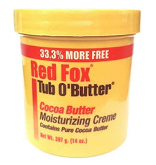 Red Fox Tub O'Butter Cocoa, Moisturizing Creme Bonus Jar 14 oz RED FOX