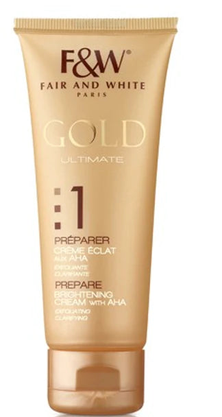 Fair & White Gold AHA Brightening Cream Step #1- Exfoliates and clarifies skin - 75ml / 2.54 oz Fair & White Gold