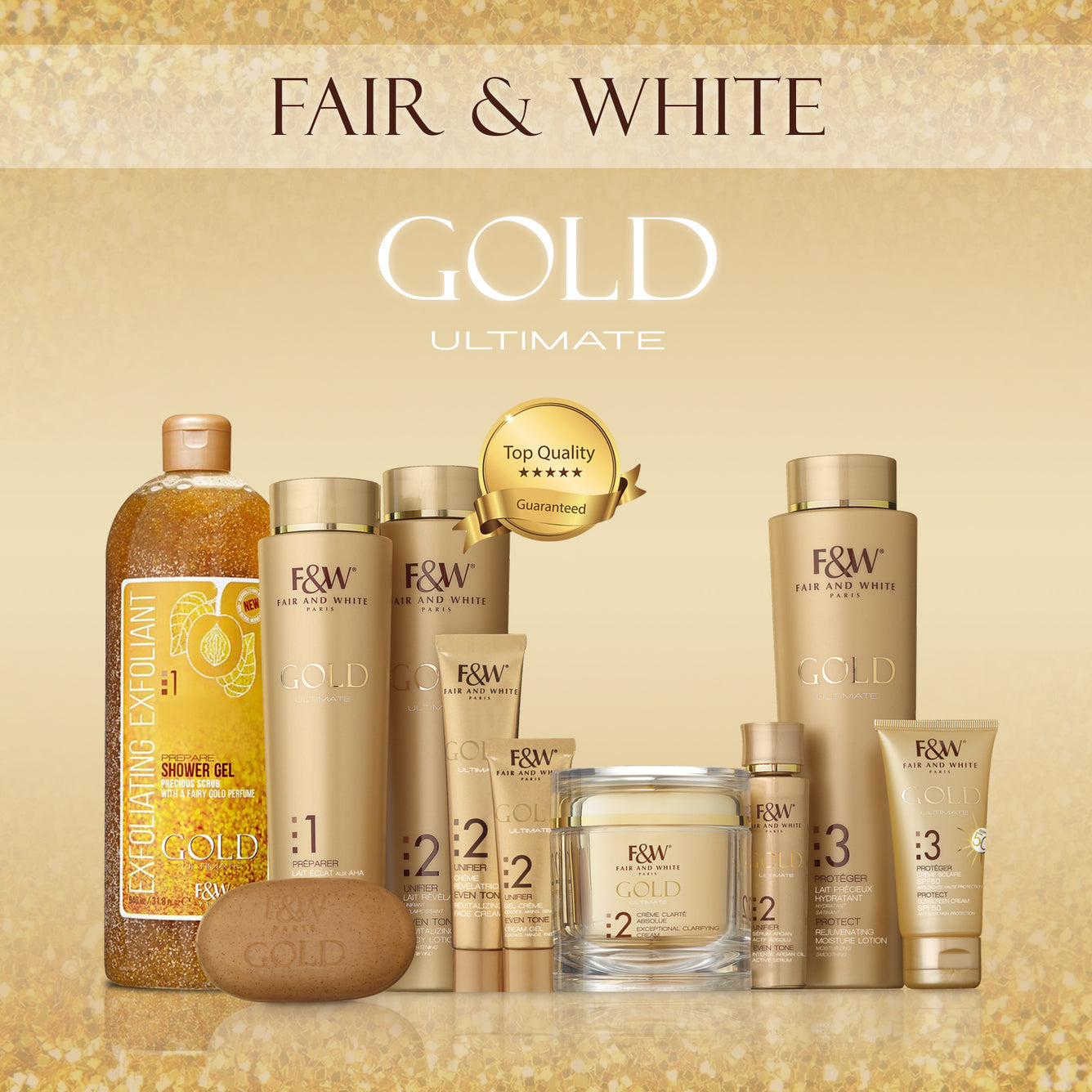 Fair & White Gold Exfoliating Shower Gel scrub NEW - Invigorates skin - 940ml / 31.8 fl oz