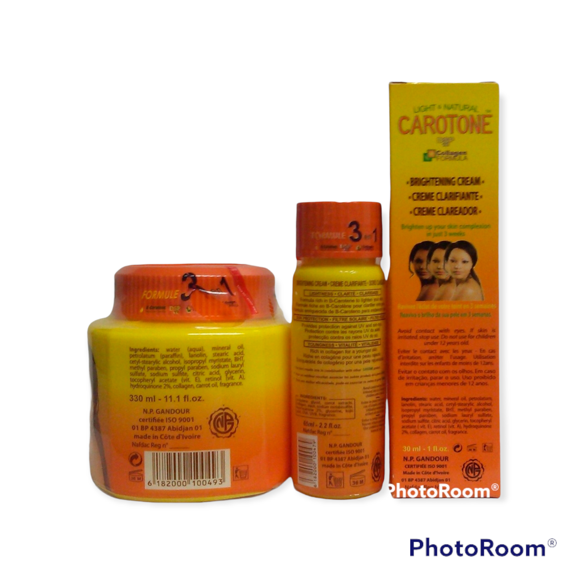 CAROTONE 3 lot! Brightening Jar&Tube Cream and Oil 330ml/CARROT OIL carotone