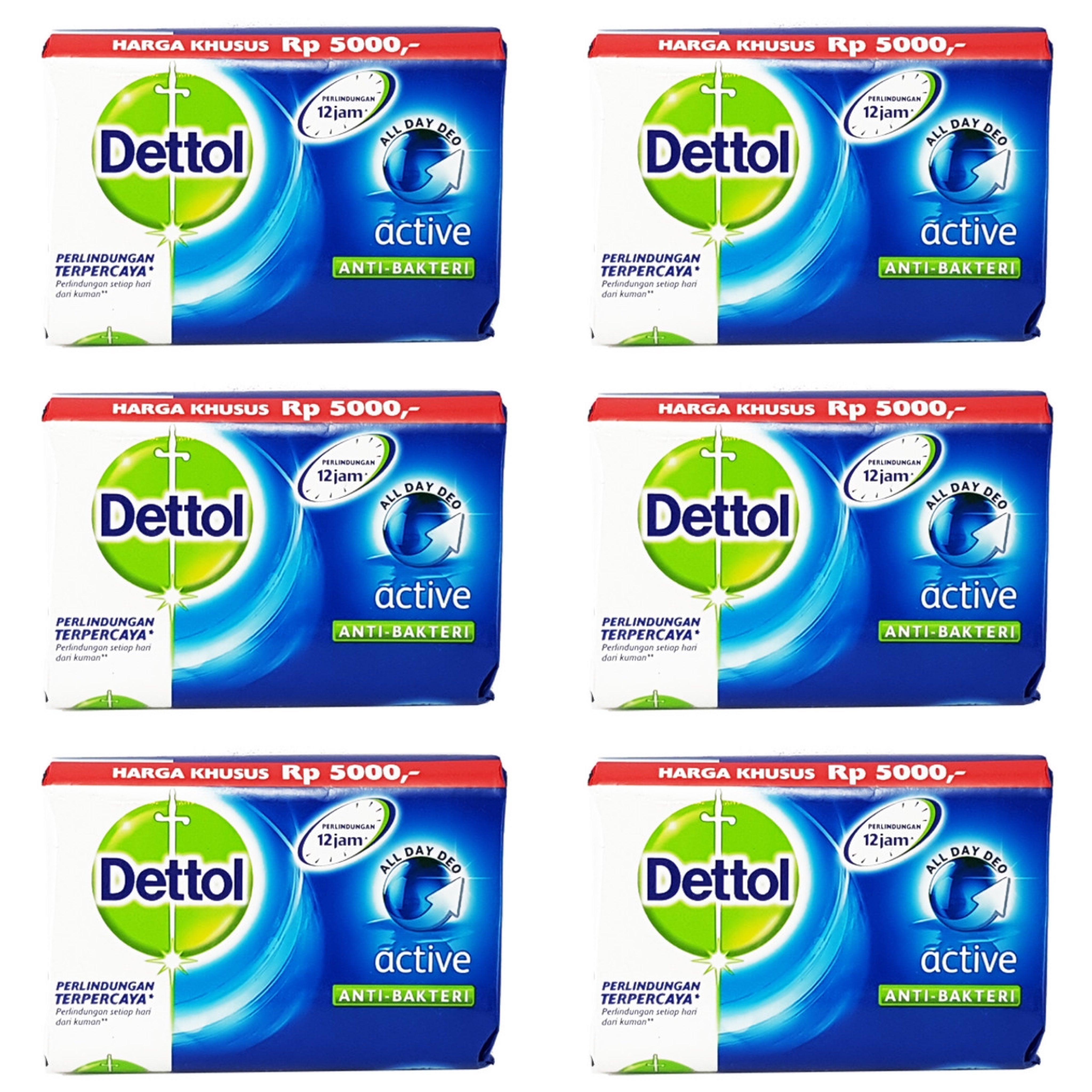 Dettol Anti-bacterial Bar Soap Active - Pack Of 6 Dettol