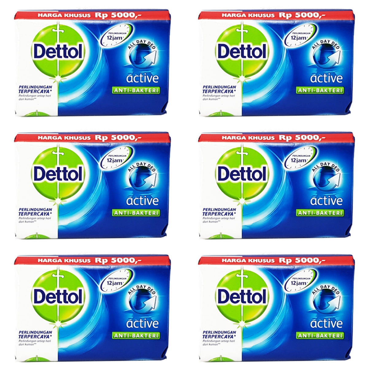 Dettol Anti-bacterial Bar Soap Active - Pack Of 6 Dettol